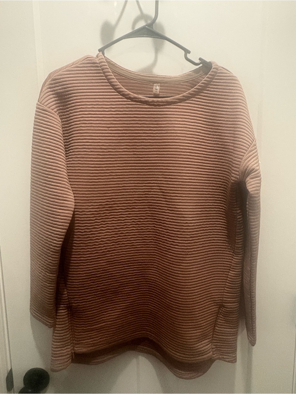 Nike Women's Ribbed Crewneck Sweater in Mauve Tan